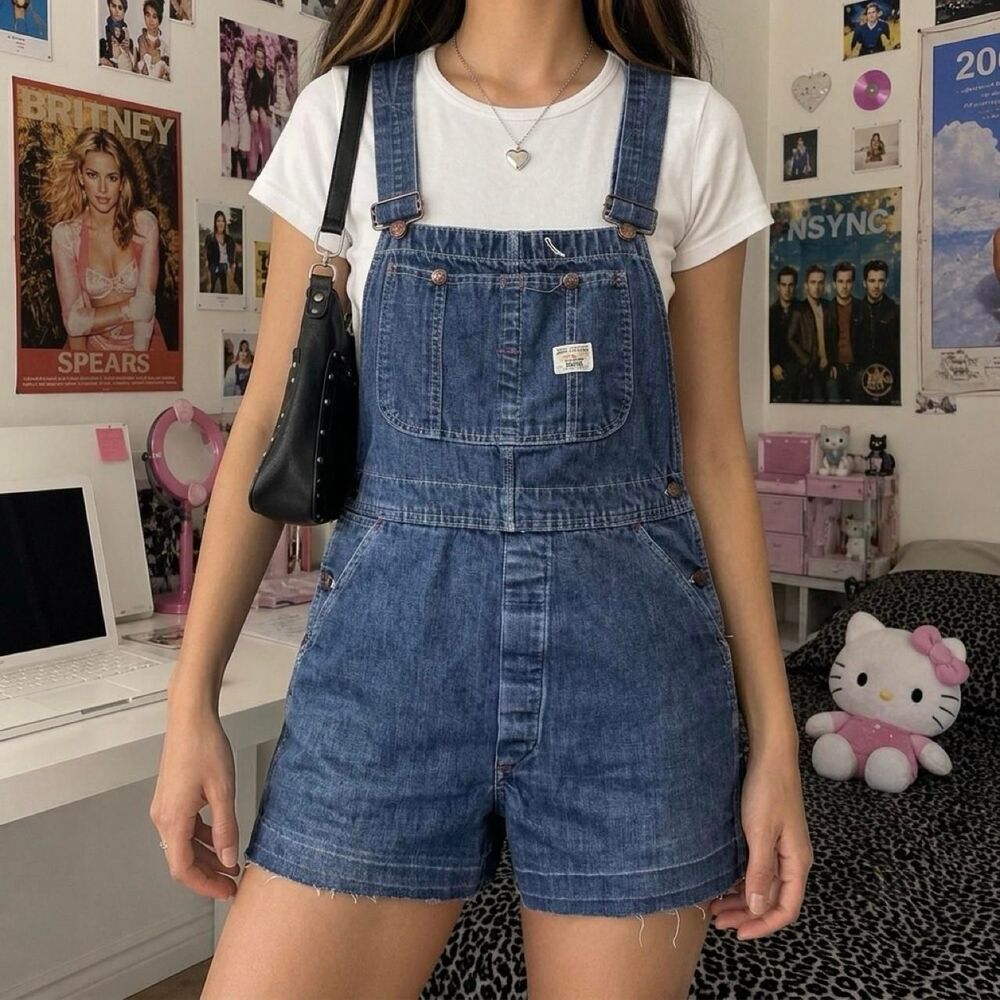 Vintage 70s Big Mac Denim Overalls Short Square Bak Union Made 32 Waist Utility